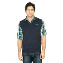 Wrangler Men Contrast Rib Navy Blue Sweater