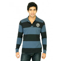 Flying Machine Men Stripes Blue Polo Tshirts