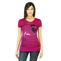 United Colors of Benetton Women Printed Magenta Top