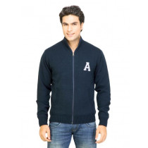 Arrow Sport Men Solid Navy Blue Sweaters