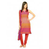 Biba Women Red Printed Churidar Kurta with Dupatta