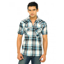 Wrangler Men Dodge Broad Accent Check White Shirts
