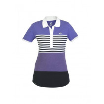 Nike Women Striped Polo Purple T-shirt