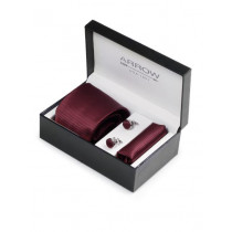 Arrow Men Formal Maroon Tie+Cufflink+Pocket square - Combo Pack