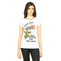 Flying Machine Women Mind Your White Tshirt