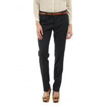 Arrow Women Navy Blue Pinstripe Trousers