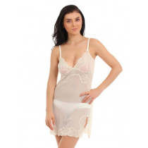 Avirate Cream Babydoll Nightdress