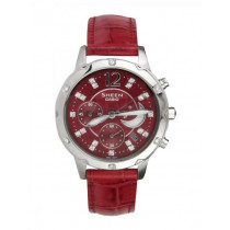 CASIO Sheen Women Red Dial Chronograph Watch SX029 SHE-5017L-4ADF