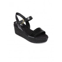 Clarks Women Black Onslow Beat Leather Wedges