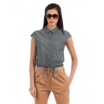 Elle Women Grey Retro Top