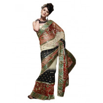 FNF Cream & Red Wedding Collection Sari