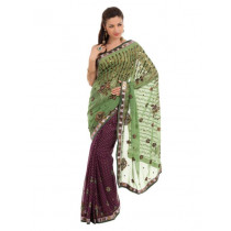FNF Green & Purple Wedding Collection Sari
