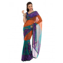 FNF Purple Printed Evening Wear Sari