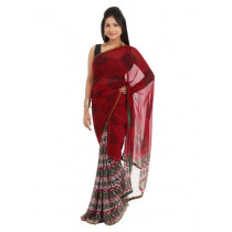 FNF Women Red Printed Sari