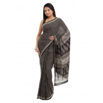 Fabindia Black Mull Printed Saree