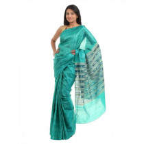 Fabindia Green Tie & Dye Ghicha Striped Saree