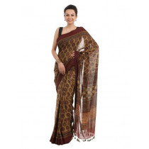 Fabindia Brown Printed Ajrakh Dhonekhali Saree
