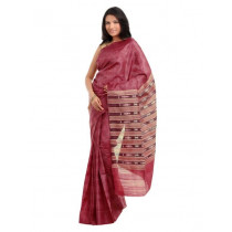 Fabindia Pink Tie & Dye Ghicha Striped Saree