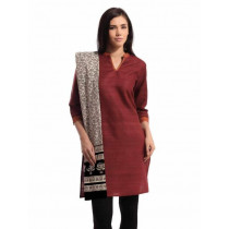 Fabindia Women Printed Beige & Black Stole