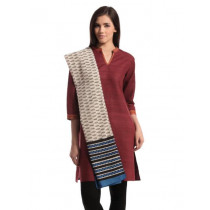 Fabindia Women Printed Beige & Black Stole
