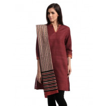 Fabindia Women Printed Beige & Black Stole