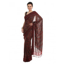 Fabindia Maroon Printed Ajrakh Dhonekhali Saree