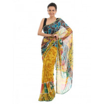 FNF Printed Yellow Sari