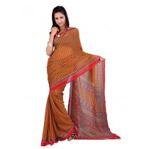 FNF Orange Printed Sari