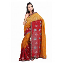 FNF Orange Printed Sari