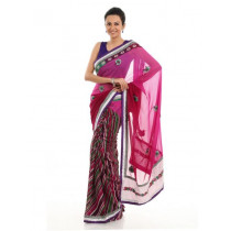 FNF Pink Printed Sari