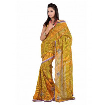 FNF Yellow Printed Sari