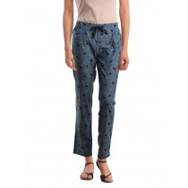 Femella Women Printed Blue Lounge Pants