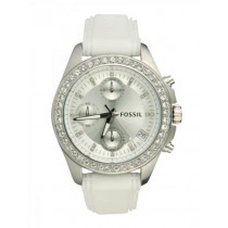 Fossil Women Silver-Toned Dial Chronograph Watch ES2883