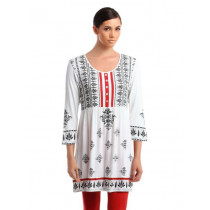 Global Desi Women White Printed Tunic