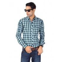 Highlander Men Green & Navy Blue Check Shirt