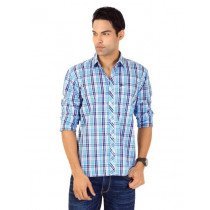 Highlander Men Blue & White Check Shirt