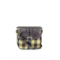 Ivory Tag Brown Plaided Crossbody Bag