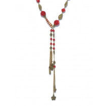 Ivory Tag  Red & Gold Toned Eye Catcher Necklace