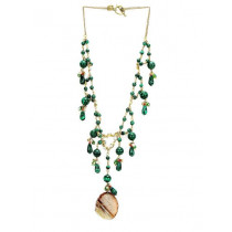 Ivory Tag Women Green Droplets Necklace