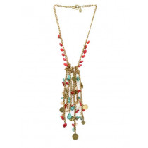 Ivory Tag Women Metal Charmed Turquoise Blue and Red Necklace