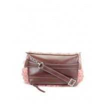 Ivory Tag Pink Furry Foldover Crossbody Bag