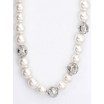 Lencia White Swarovski Pearl Necklace