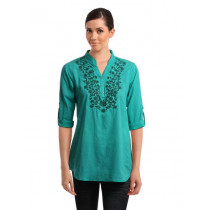 Mumbai Slang Women Teal Kurti
