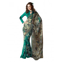 Prafful Green Printed Sari