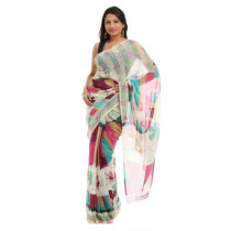 Prafful Off White Printed Sari