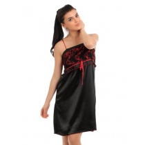 Red Rose Women Black Nightdress