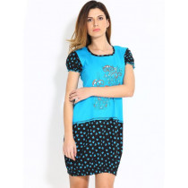 Red Rose Women Blue Nightdress