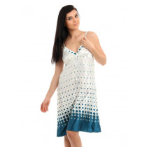 Red Rose Women Cream & Blue Nightdress