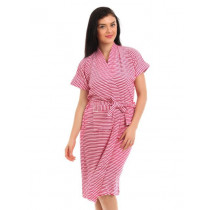 Red Rose Women White & Pink Striped Bath Robes