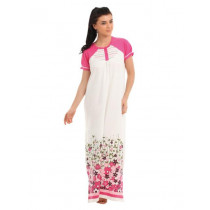 Red Rose Women White Maxi Nightdress